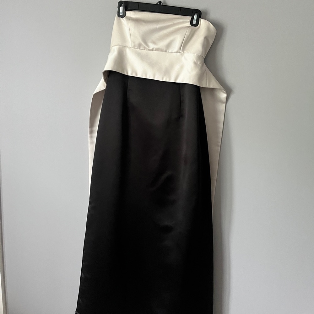 Vintage Black and Cream Strapless Dress with large tie bow.